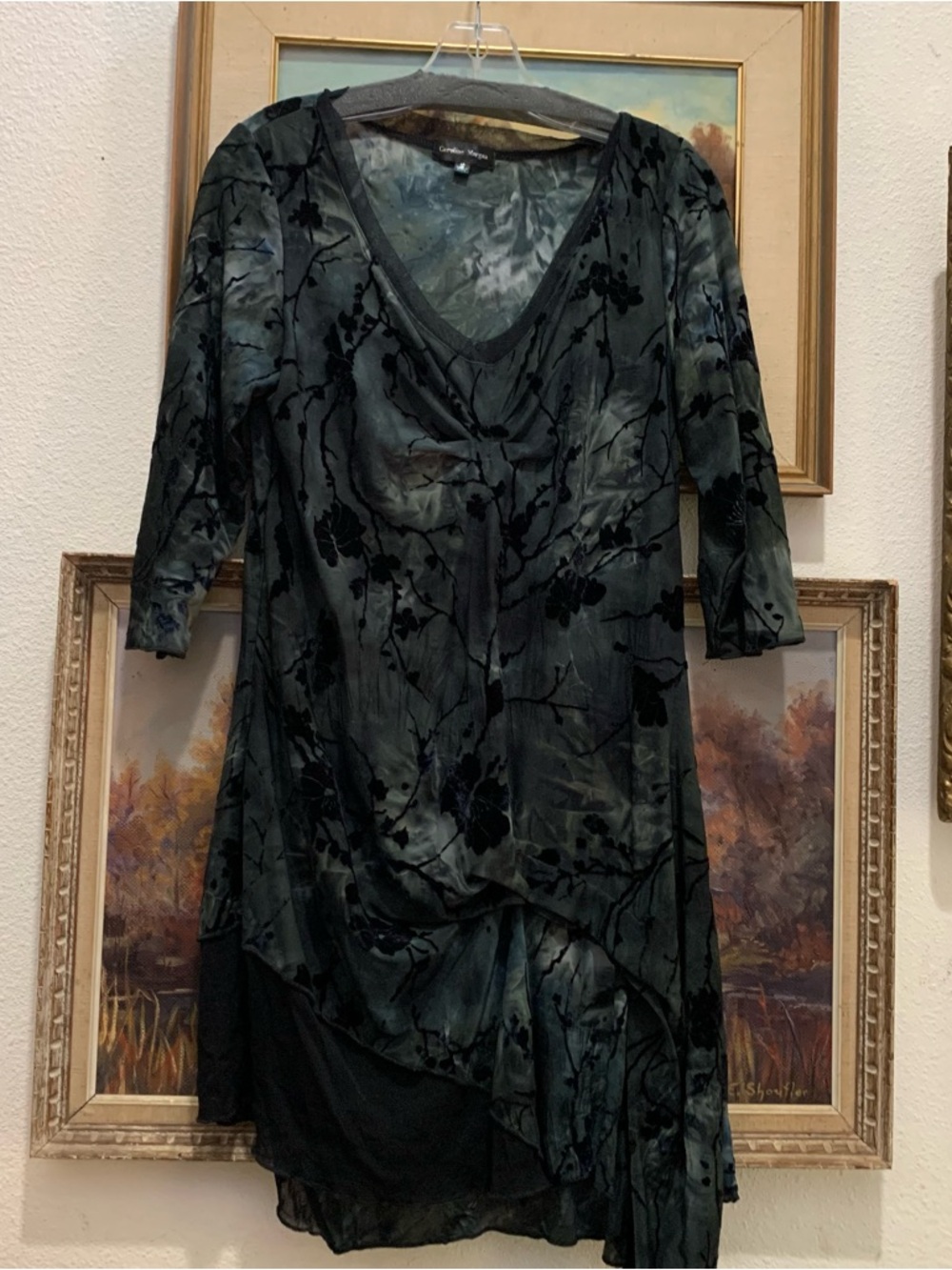Caroline Morgan Black Velvet Burnout Goth Dark Fairy Dress